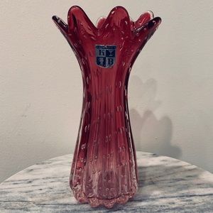 Vintage Mid Century Art Murano Glass Vase Made in Italy